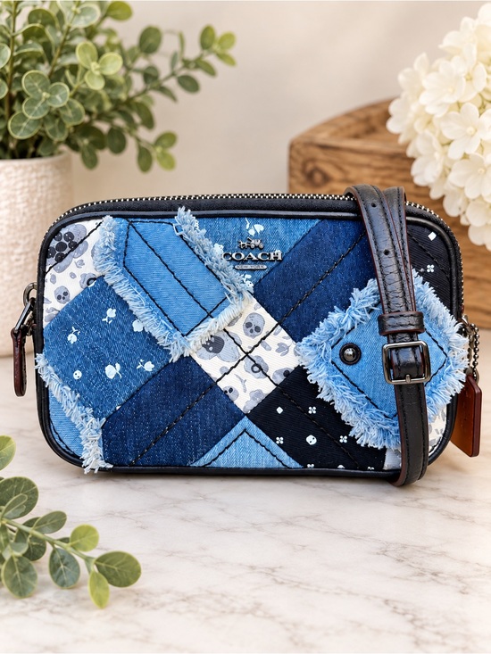 Coach Handbags - Coach Canyon Quilt Denim Patchwork Crossbody Skull Floral EUC W/Branded Dustbag